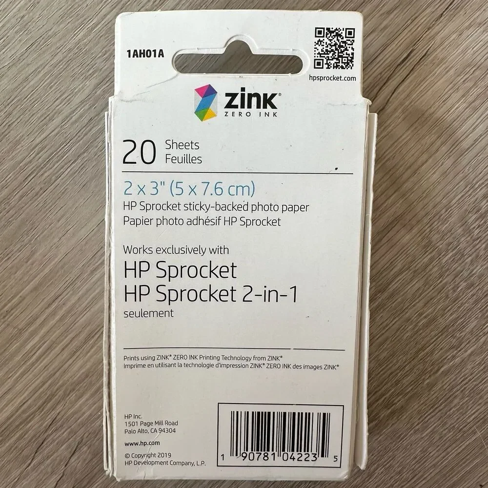 HP Sprocket Sticky Backed Photo Paper - 2” x 3” - 20 Piece Pack - Sealed